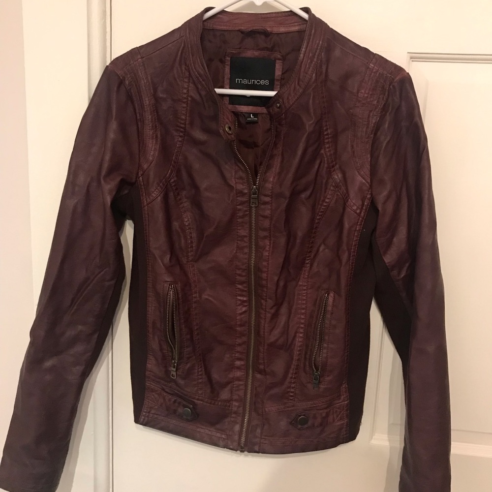 Faux leather jacket.